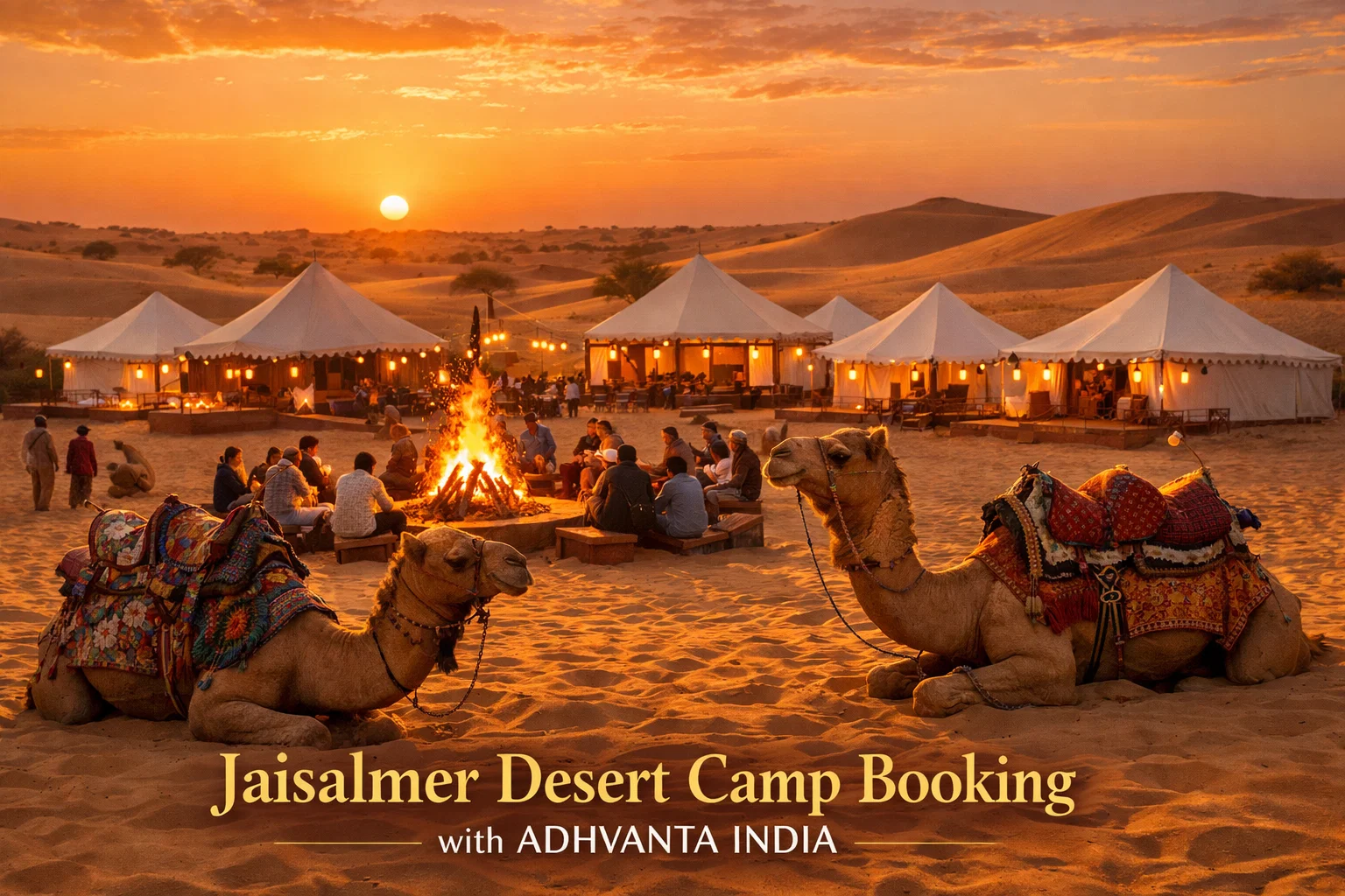 Tents and seating at Adhvanta Desert Camp, Jaisalmer