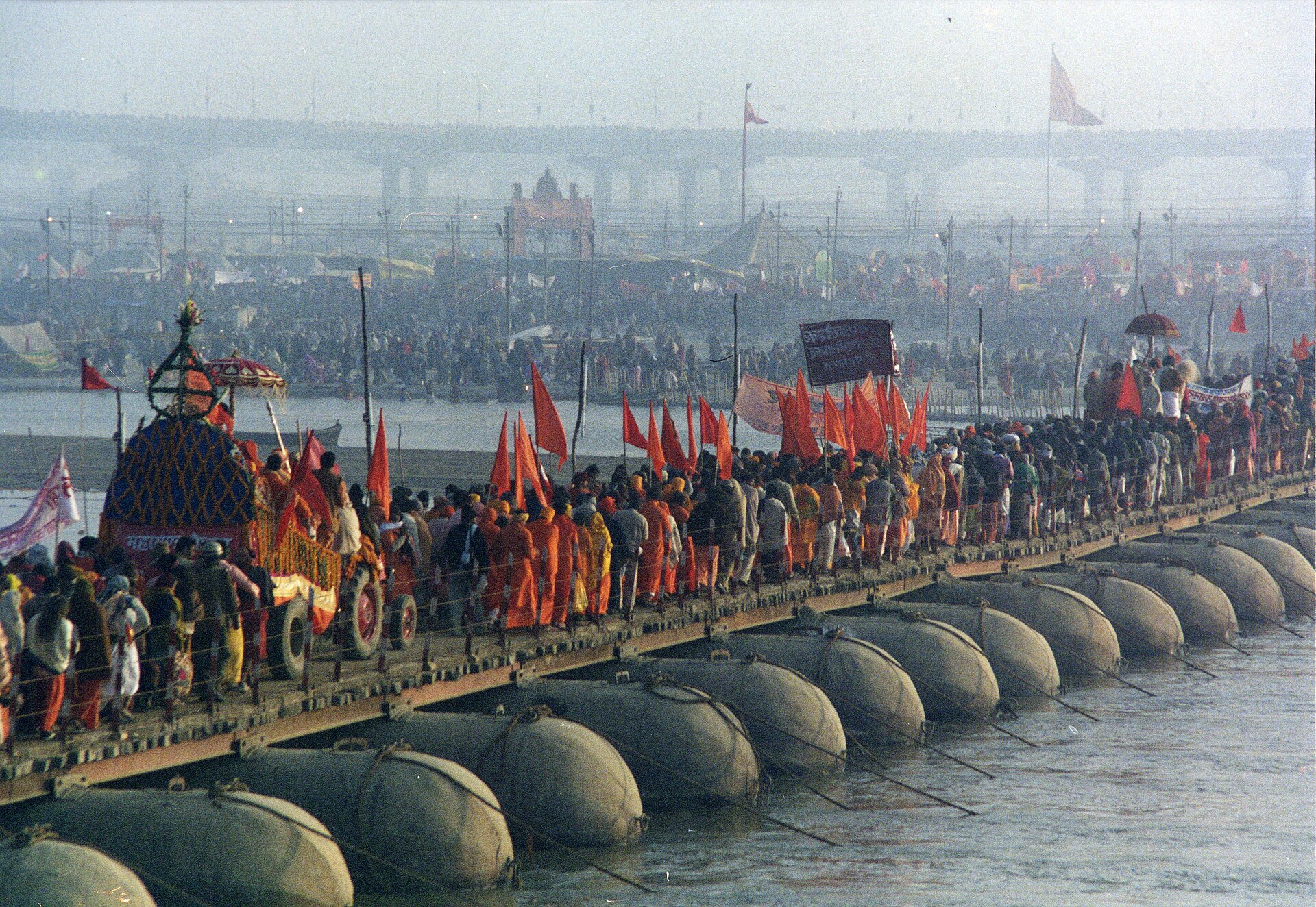 Crowds gathered at a Kumbh Mela