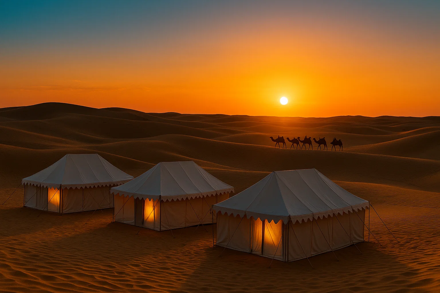 Luxury tented camp on the Sam sand dunes near Jaisalmer