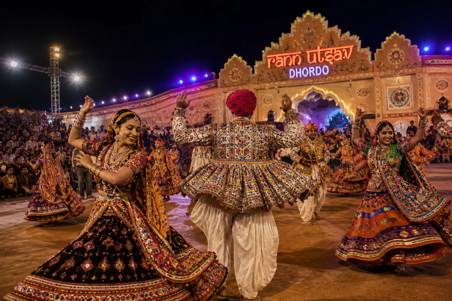 Kutchi folk dancers at the camp