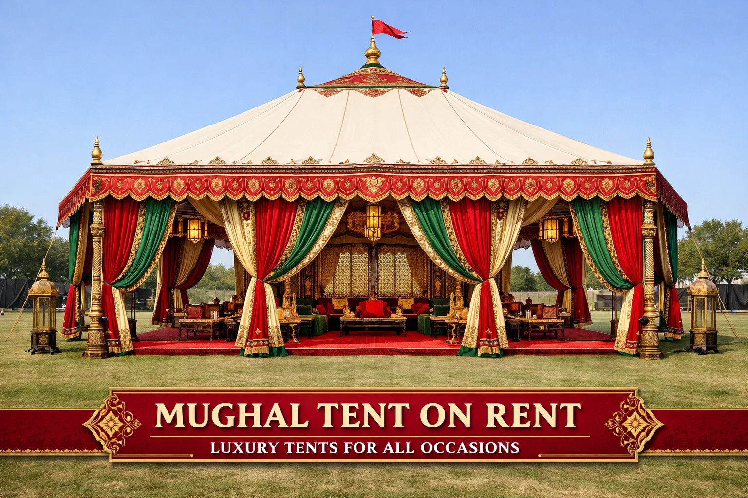 Decorative Mughal tent on rent for weddings and ceremonies